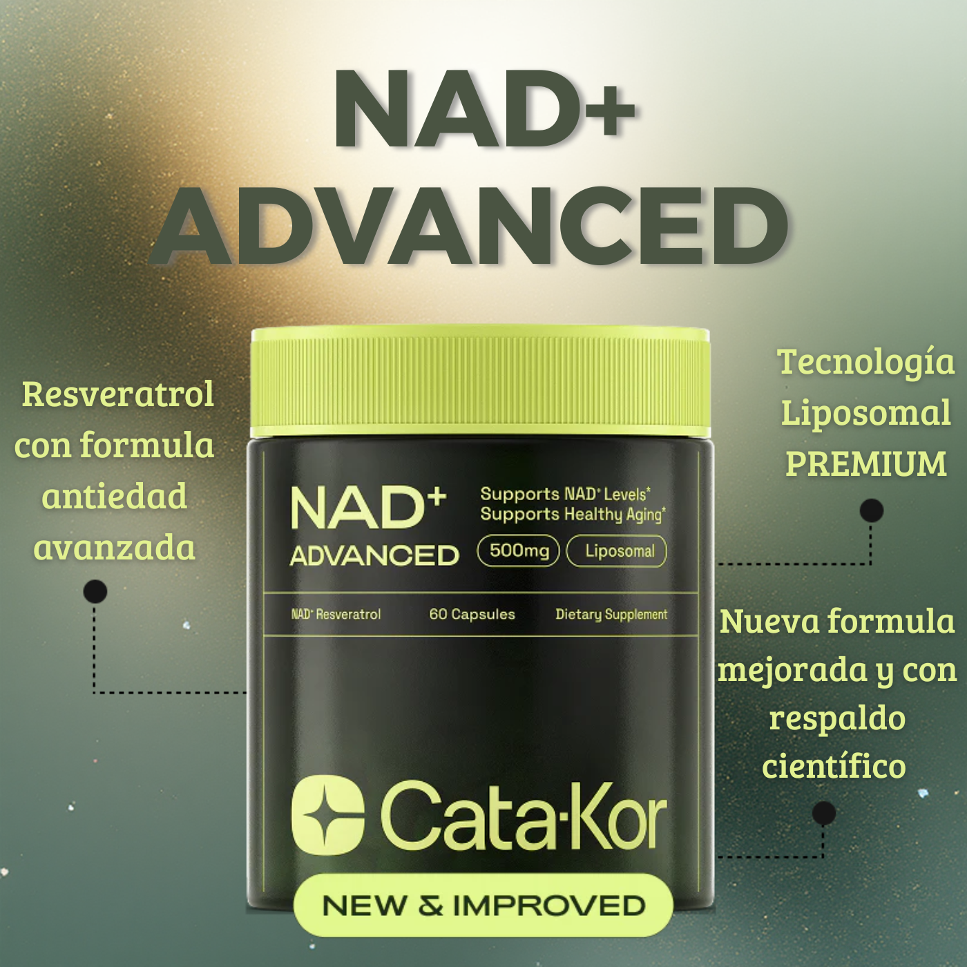 NAD+ Advanced 500mg | Fórmula Avanzada Antiedad con Resveratrol Liposomal 🧬✨