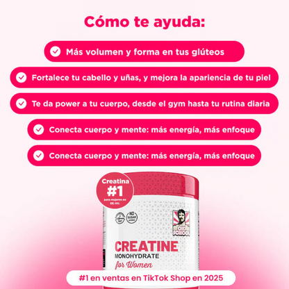 GlutePro® Monohidrato de Creatina para Mujeres