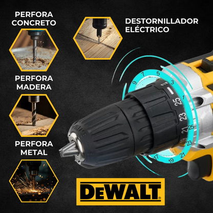 Taladro Percutor DeWalt 48V Inalámbrico + Accesorios