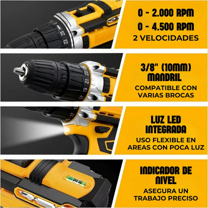 Taladro Percutor DeWalt 48V Inalámbrico + Accesorios
