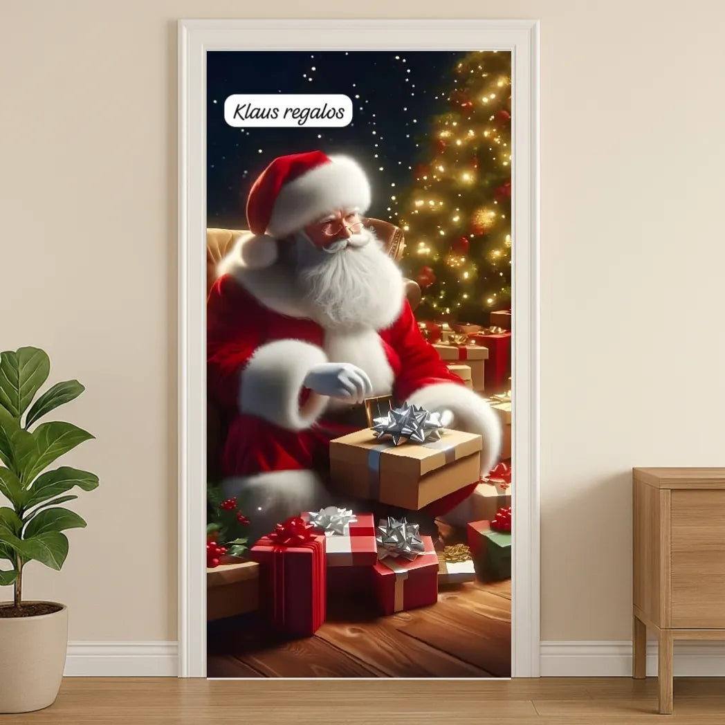 🎄 Funda Navideña Premium para Puerta – Decoración sin Clavos