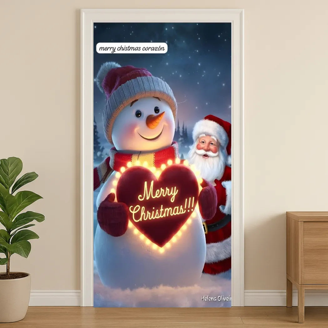 🎄 Funda Navideña Premium para Puerta – Decoración sin Clavos