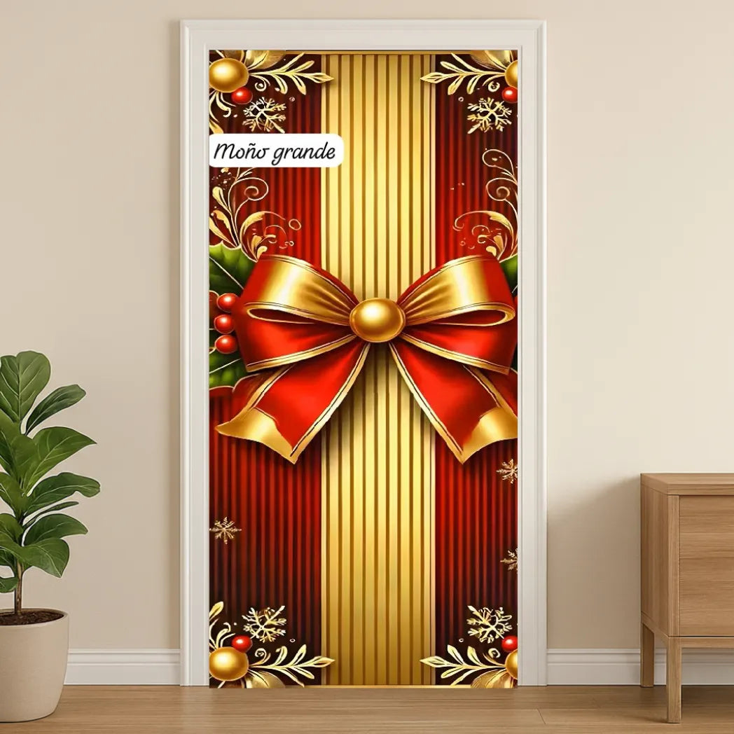 🎄 Funda Navideña Premium para Puerta – Decoración sin Clavos