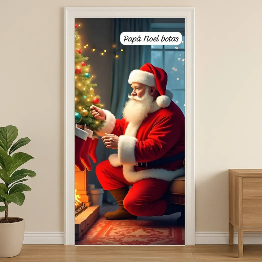 🎄 Funda Navideña Premium para Puerta – Decoración sin Clavos