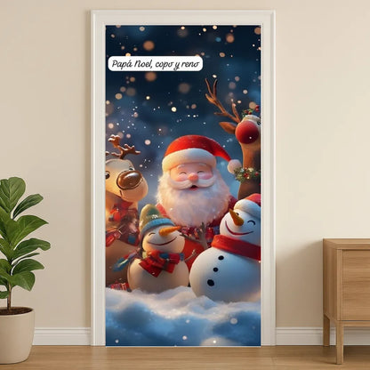 🎄 Funda Navideña Premium para Puerta – Decoración sin Clavos