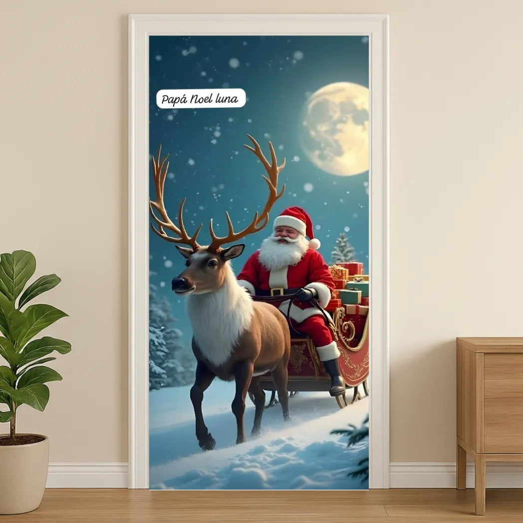 🎄 Funda Navideña Premium para Puerta – Decoración sin Clavos