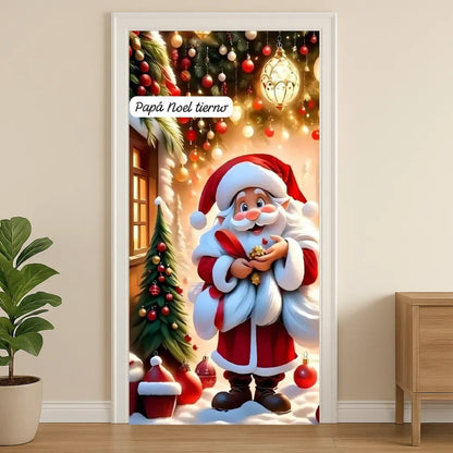 🎄 Funda Navideña Premium para Puerta – Decoración sin Clavos