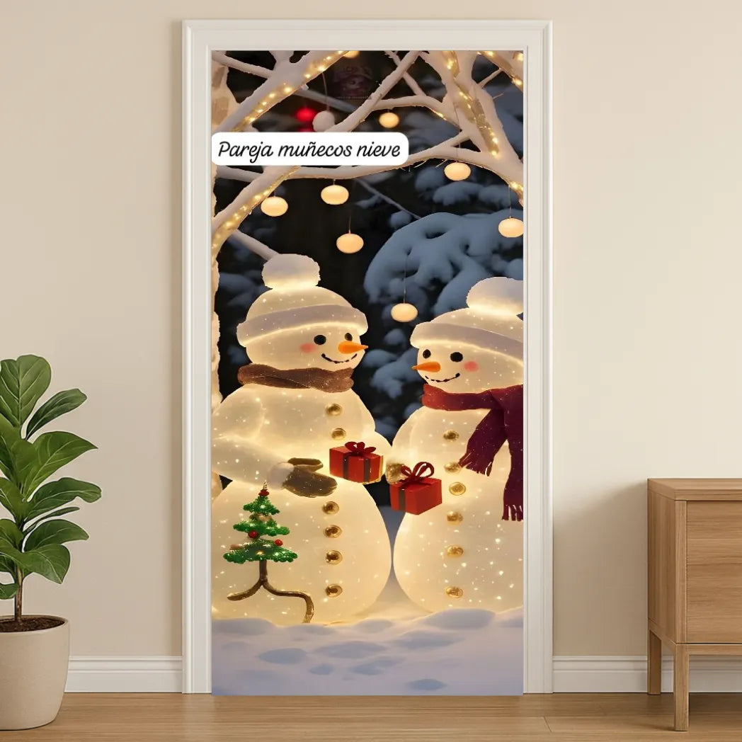 🎄 Funda Navideña Premium para Puerta – Decoración sin Clavos