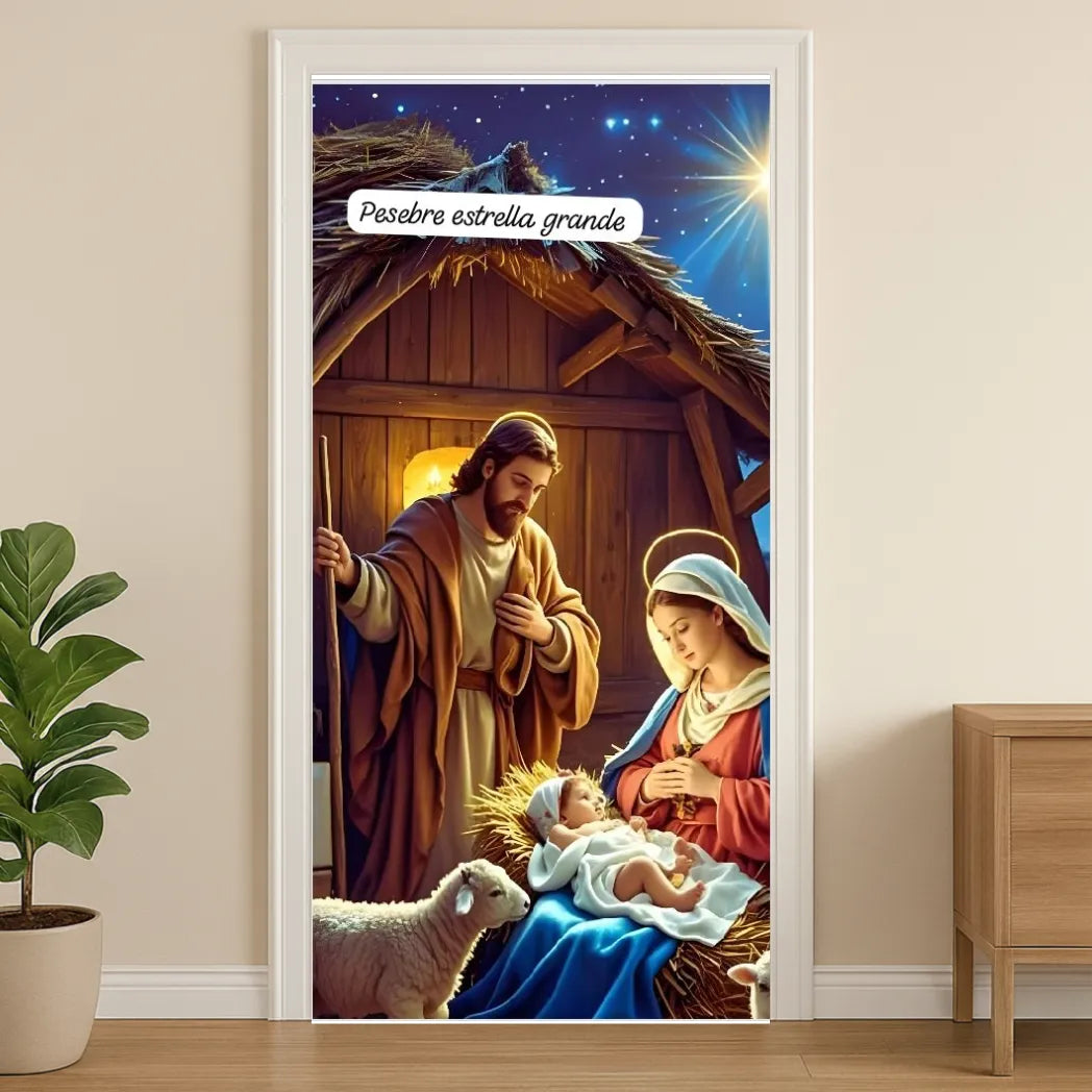 🎄 Funda Navideña Premium para Puerta – Decoración sin Clavos
