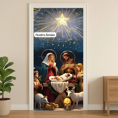 🎄 Funda Navideña Premium para Puerta – Decoración sin Clavos