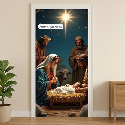 🎄 Funda Navideña Premium para Puerta – Decoración sin Clavos