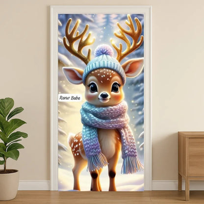 🎄 Funda Navideña Premium para Puerta – Decoración sin Clavos
